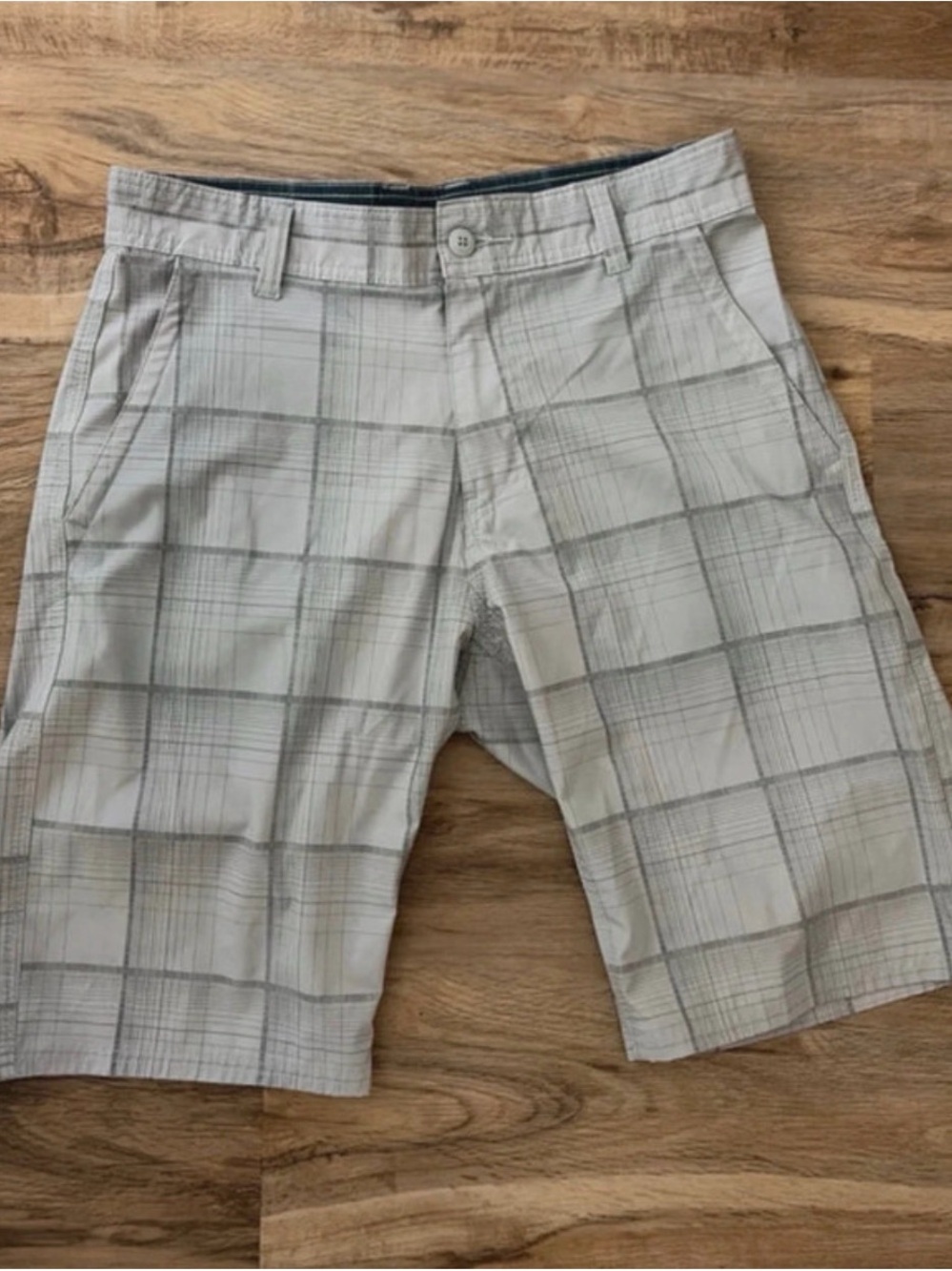 burnside Light Gray Plaid Swim Hybrids